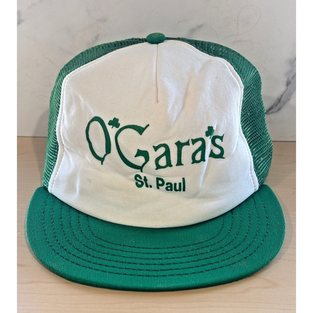 Vintage O'Gara's St Paul Green White Trucker Hat Snapback USA Made
